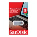 Memoria USB de 16GB Cruzer Force marca SanDisk Metal Negro con Rojo