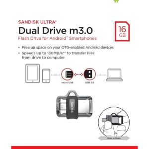 Memoria USB SanDisk Ultra Dual M3.0 MicroUSB y USB 3.0 de 16GB