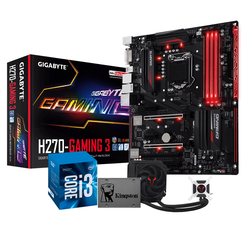 Pack Motherboard Gigabyte H270 Gaming 3 Core I3 7350k Ssd Kingston 00 240gb Ventilador Cooler Master Hyper T2 Kemik Guatemala