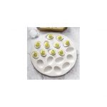 Plato ceramico blanco para huevos