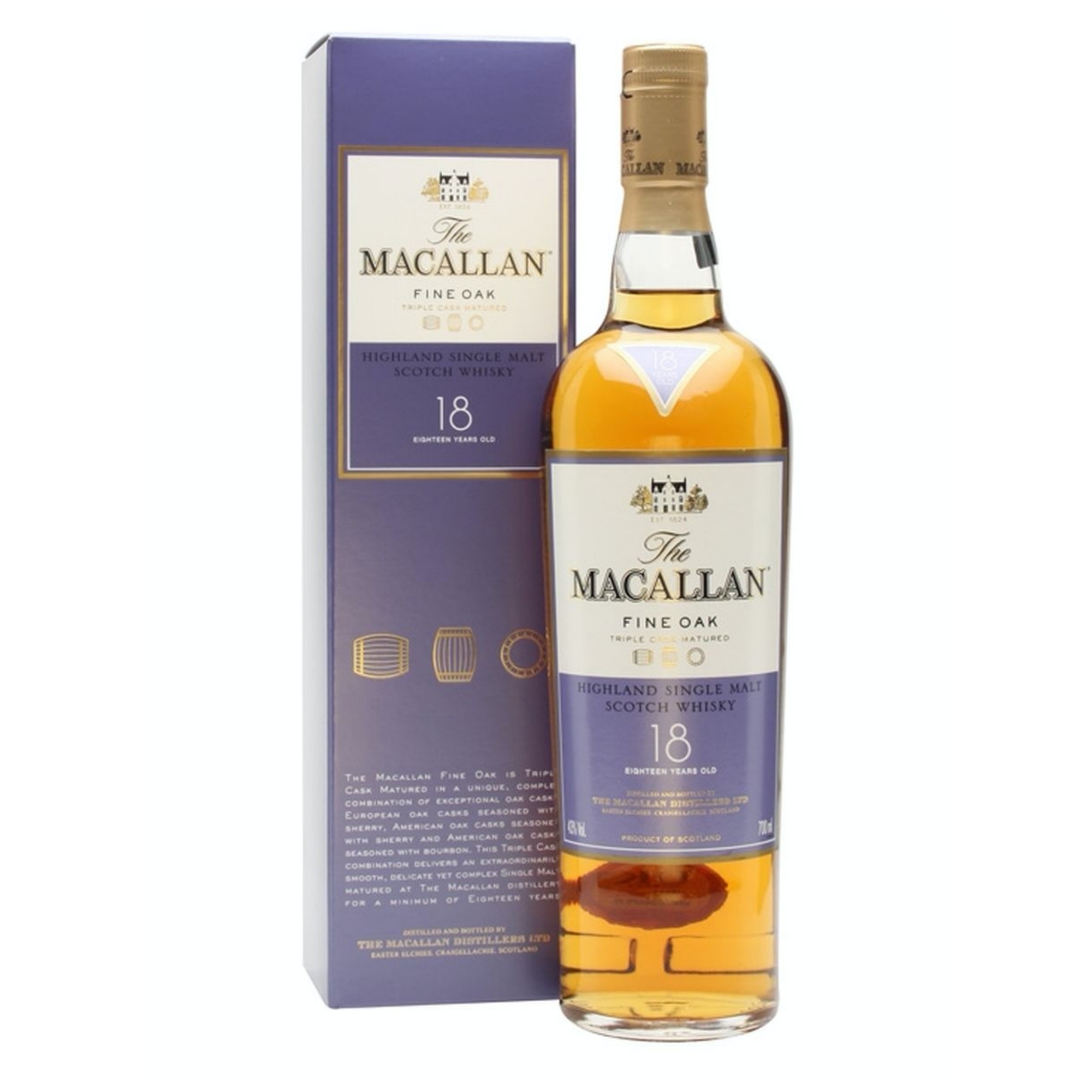 Botella De Whisky Macallan 18 Yo Fine Oak Box 43 Kemik Guatemala