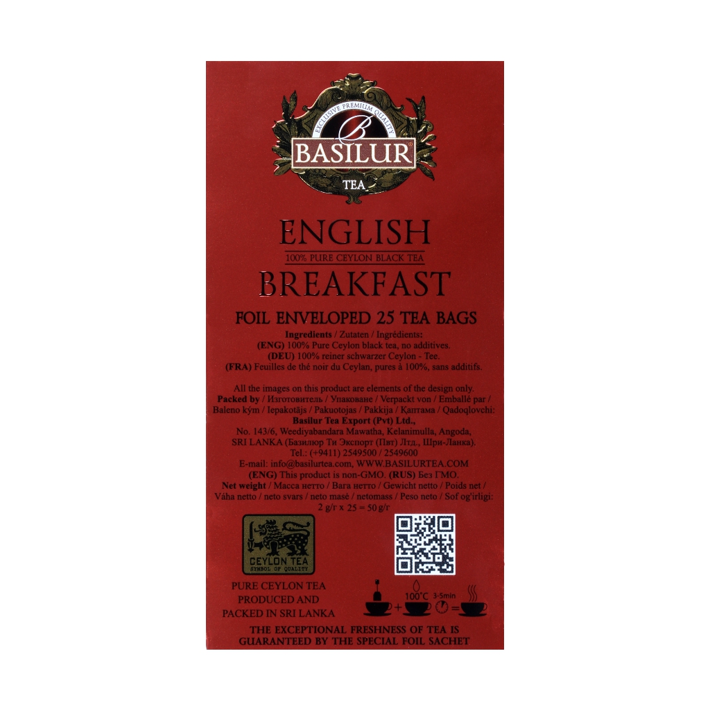 Caja De Té English Breakfast Marca Basilur – 25 Unidades - Kemik Guatemala