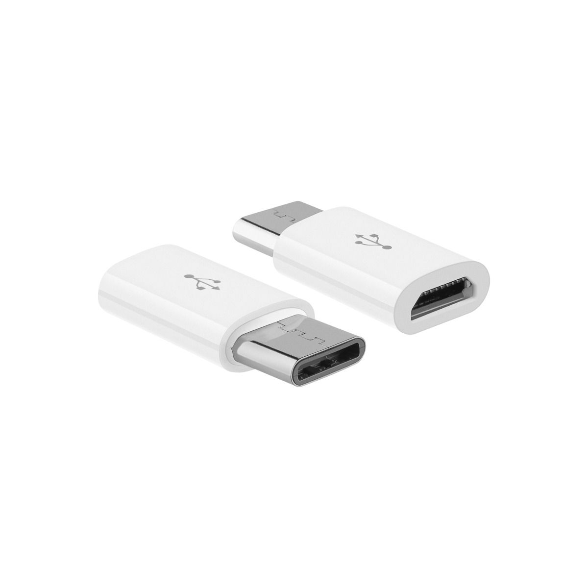 deleyCON 2X Adaptador de Micro USB Hembra a USB C Macho para Cargar y Sincronizar Smartphone Tablet Portátil Blanco 
