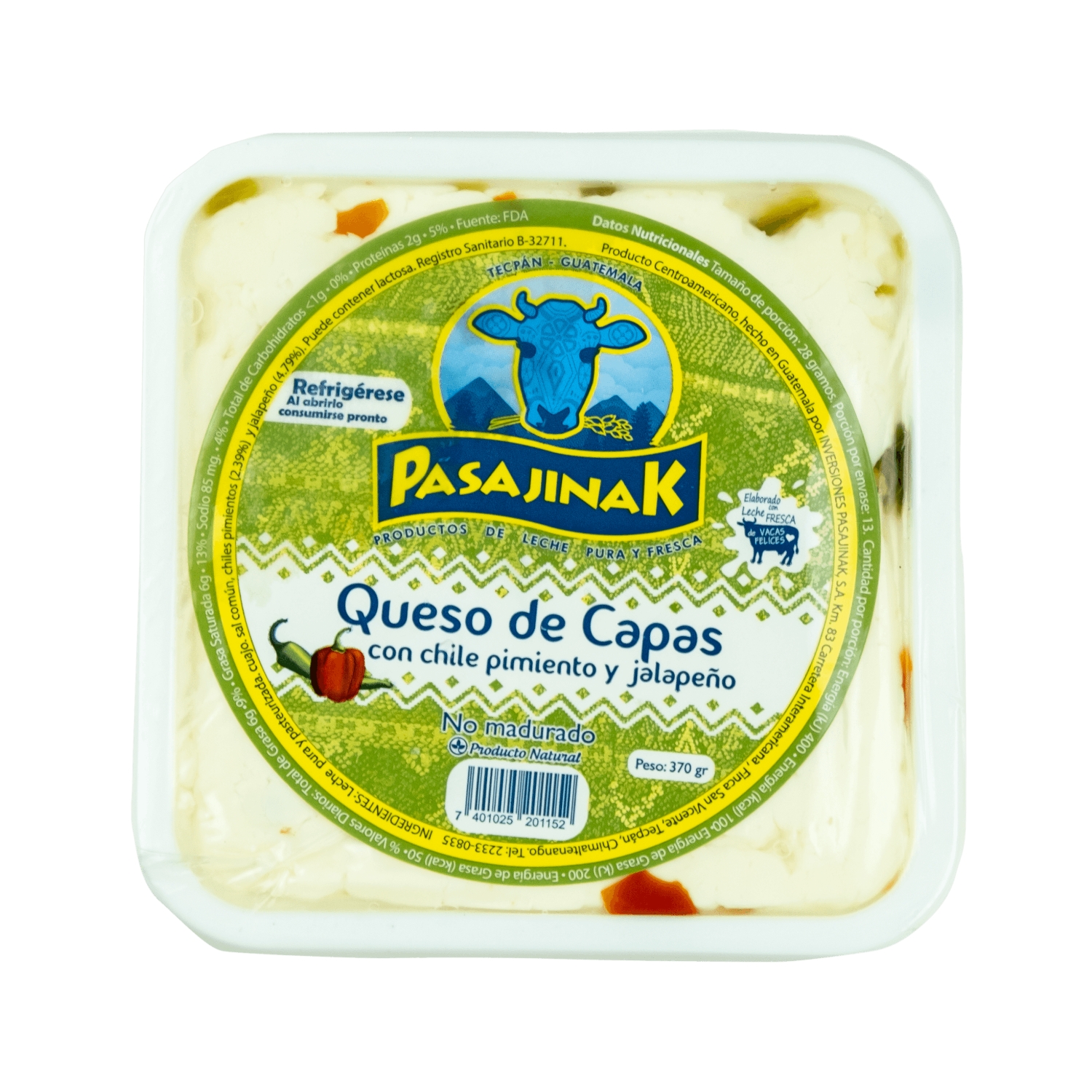 Queso De Capas Con Chile De 370 Grs Marca Pasajinak Kemik Guatemala 2506