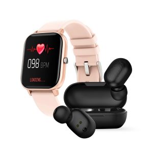 Reloj Inteligente Colmi P8 Oro Rosa + Audífonos Bluetooth Haylou GT1 Plus