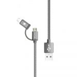 Awei Cable 2 en 1 Iphone y Android 20cm Gris