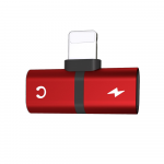 Adaptador para Iphone Lightning 2 en 1 Audifonos y Carga Rojo