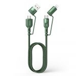 McDodo Cable de Carga Multifuncional 4 en 1 USB Tipo C, Lightning y USB Tipo A Gris