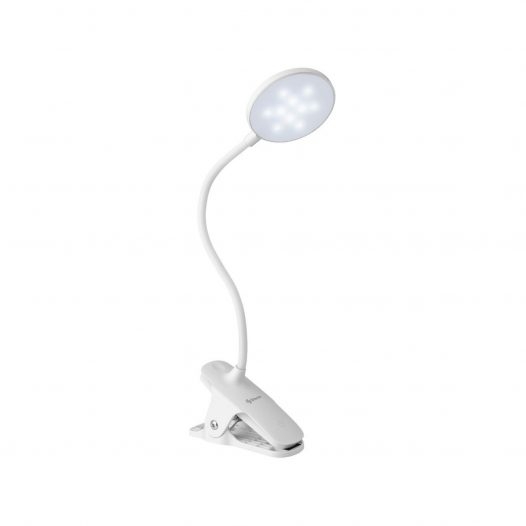 Steren Lampara LED de Luz Fría/Neutra/Cálida Cuello Flexible, Pinza y Batería Recargable