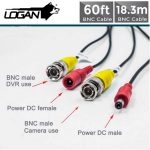 Logan Cable L-BNC para Cámara a DVR de 60FT/18mt 2.8*5.6mm Negro