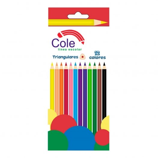 Cole Caja Crayones de madera largos 12 colores