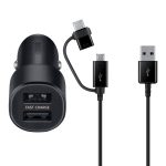 Samsung Car Charger Cargador 15W Fast Charge Dual port MicroUSB/ Tipo C Negro