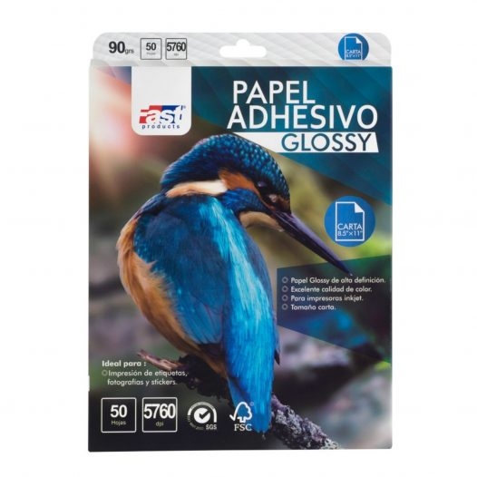 Fast Papel Adhesivo Glossy Tamaño Carta 50 Hojas 90gr Kemik Guatemala 1510