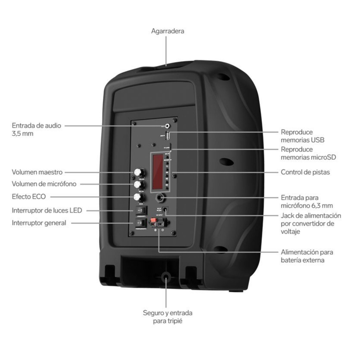 Steren Bocina Amplificada de 8 550 WPMPO Bluetooth con Batería