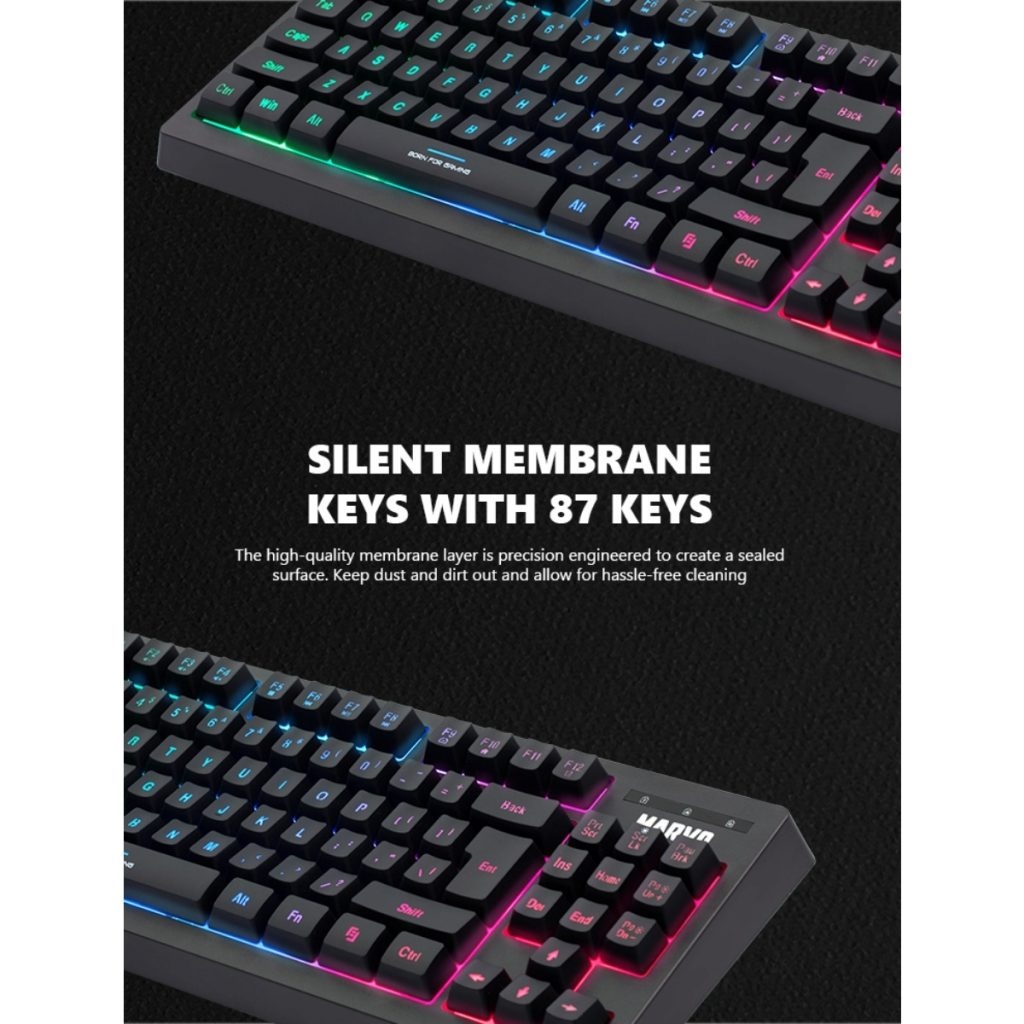 marvo teclado gaming membrana en español 80 rgb tkl negro kemik