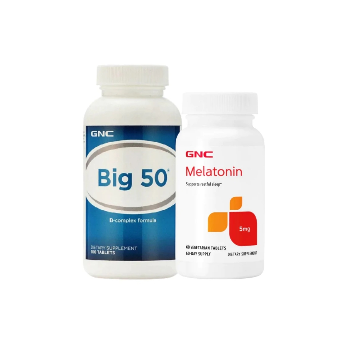 GNC Combo Stress Support - Melatonin 5mg + Big 50 Complejo B - Kemik ...